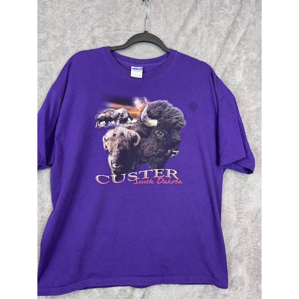 Custer South Dakota Bison Graphic T Shirt Gildan Ultra Cotton XL